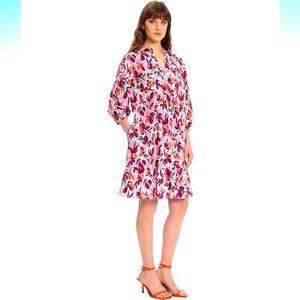 Donna Morgan Floral Mini Dress 3/4 Sleeve V-Neck Empire Seam Size 6